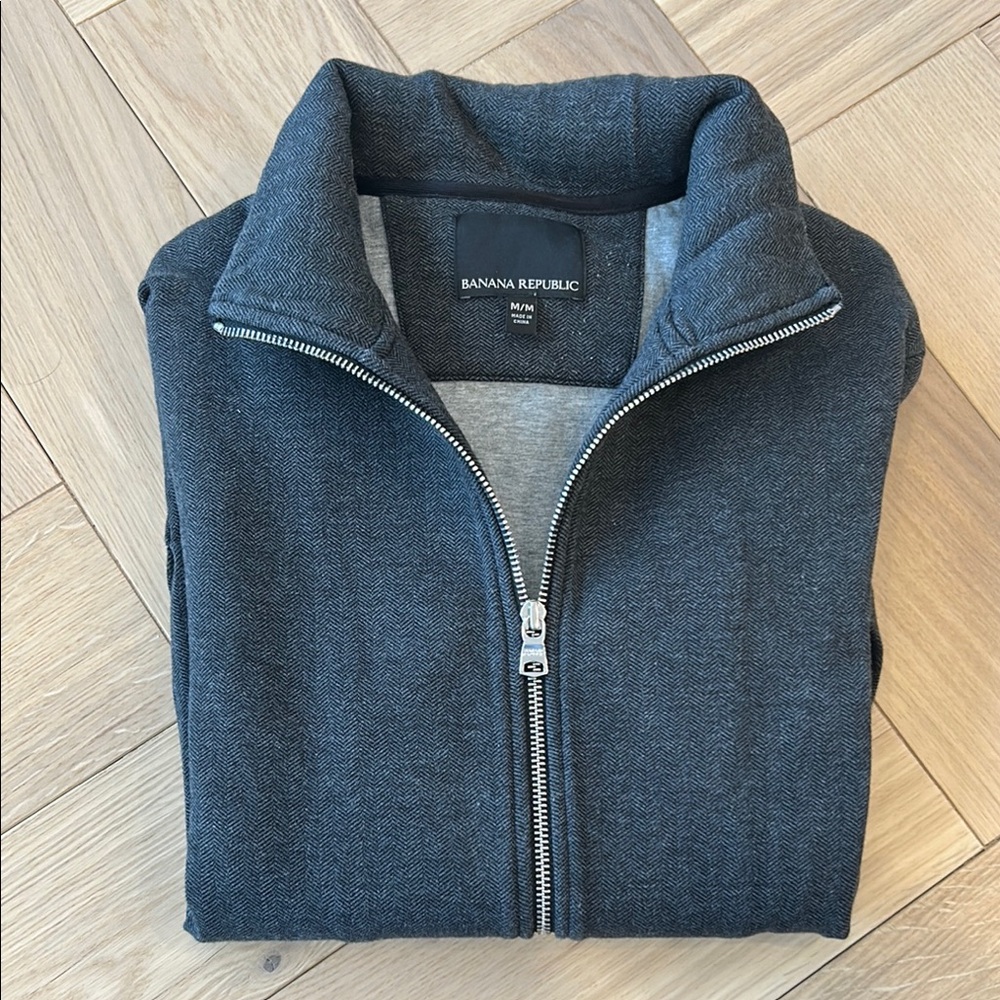 Banana Republic Gray Zip Up Sweater with High Collar